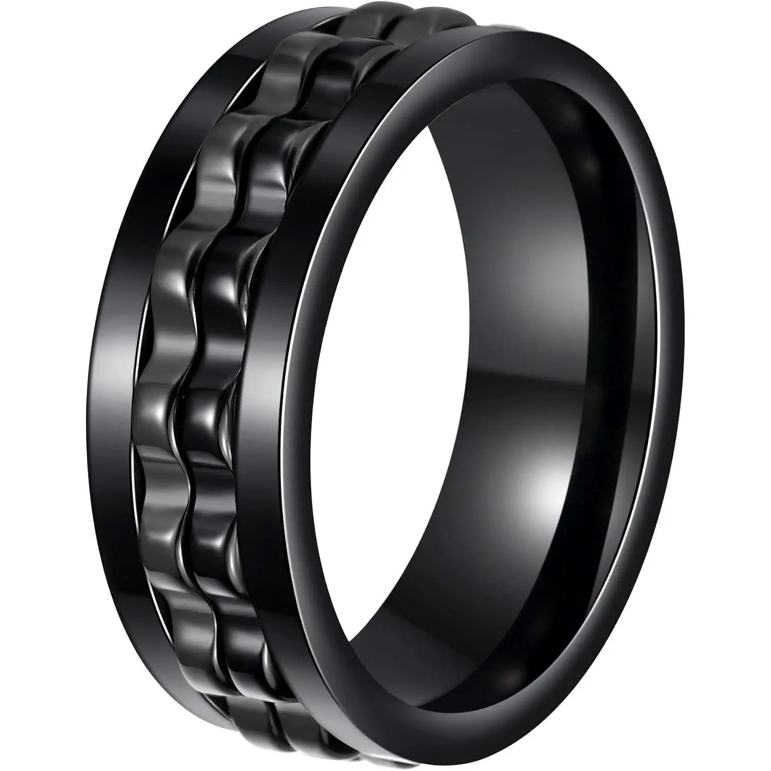 Titanium Steel Anti-Anxiety Spinner Band for Men, Discreet Adult Stress Relief Fidget Ring, Simple Masculine Worn Jewelry, Unique Sentimental Surprise Gift for Father