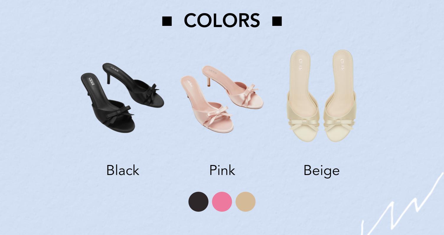 Cider TWO-TONE BOWKNOT SATIN MID HEEL SANDALS