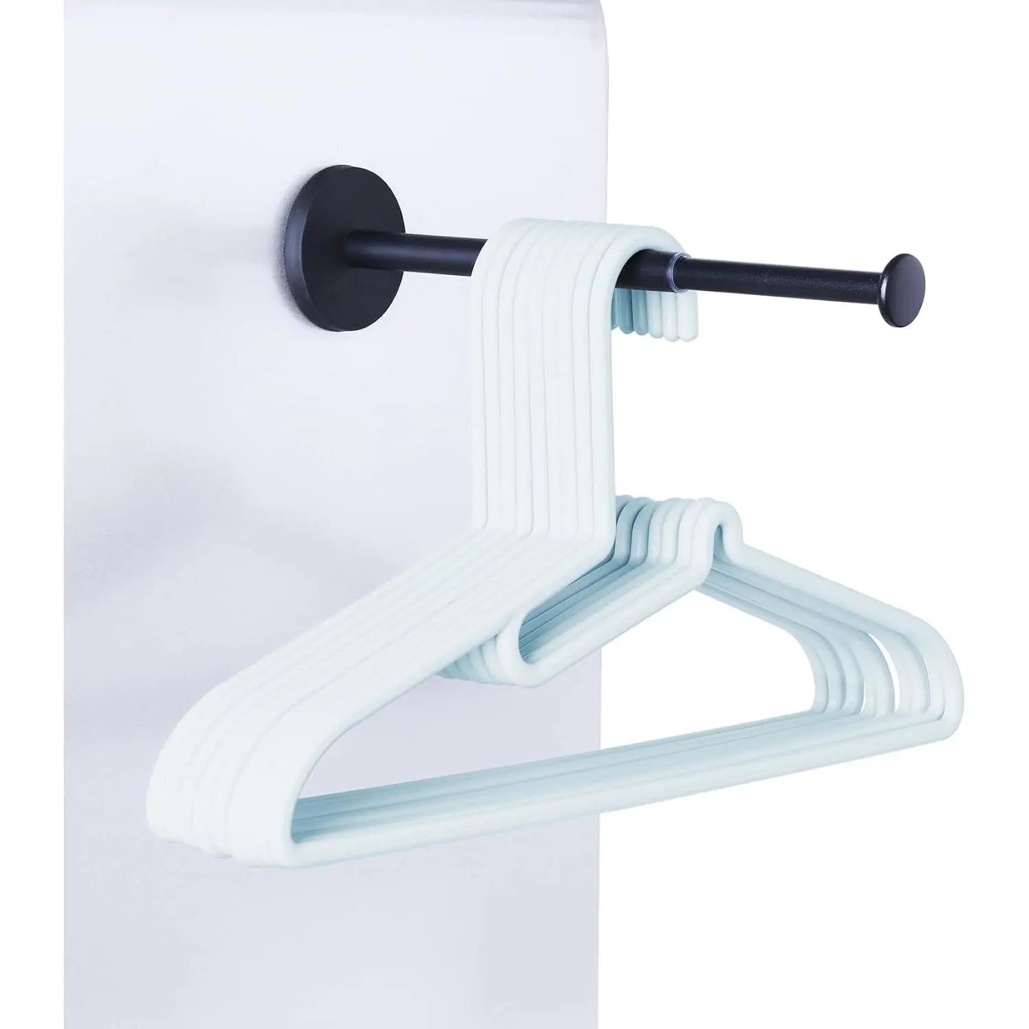 Hanger Organizer Rack, Extendable Clothes Hanger Stacker for Washing Machine or Dryer, Space Saving Hanger Storage Holder, Keep Clothes Hangers in Hand, Black, Pack of 1