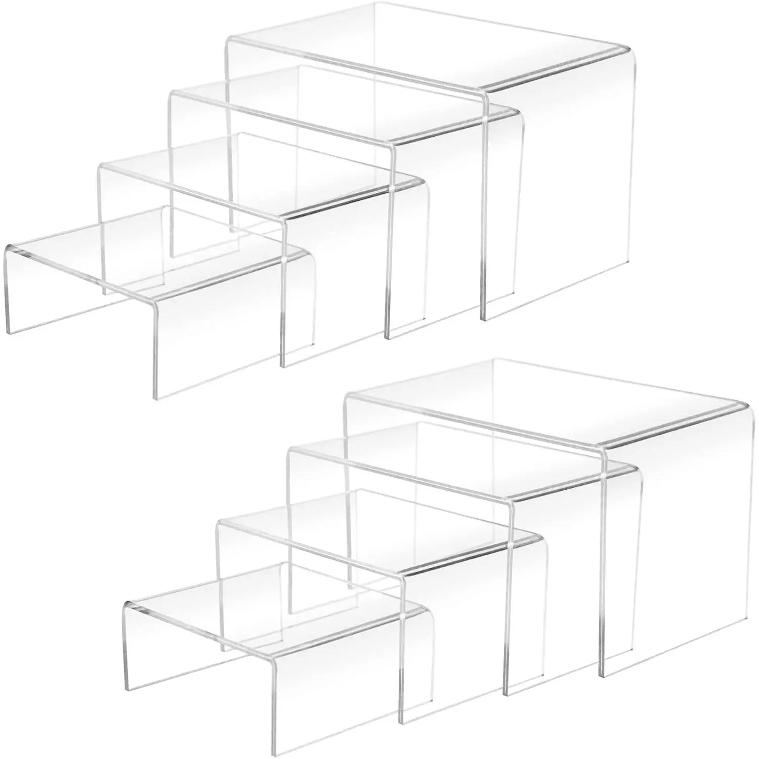 8Pcs Clear Acrylic Display Risers (6", 5", 4", 3") Transparent Product Stand, Cupcake Holder Dessert Display Showcase Stands, Candy Bar Risers, Acrylic Lifts Display for Figures