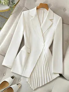 Elegant New Women's Suit Jacket, Medium, Long Sleeves, Asymmetrical Design, Stylish Outerwear, Perfect for Formal Occasions, Unique Fashion Statement