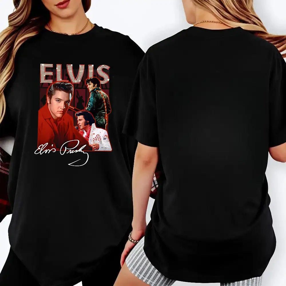 100 Percent Cotton Casual Streetwear Style T-Shirt Elvis Presley  Signature Design Summer Wear Gift For Music Fans And Fashion Lovers #     Elvis Presley #     Memphis Flash #     biopic #     music legend #     The Hillbilly Cat