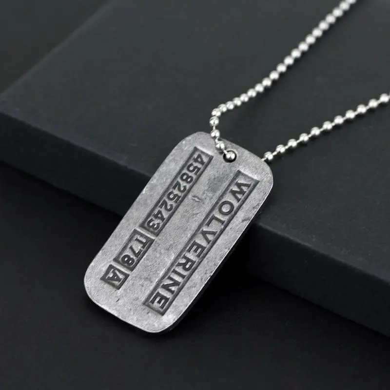 Movie X-Men Wolverine Military Card Necklace Pendant Fashion Superhero Logan Howlett Cosplay Periphery Necklaces