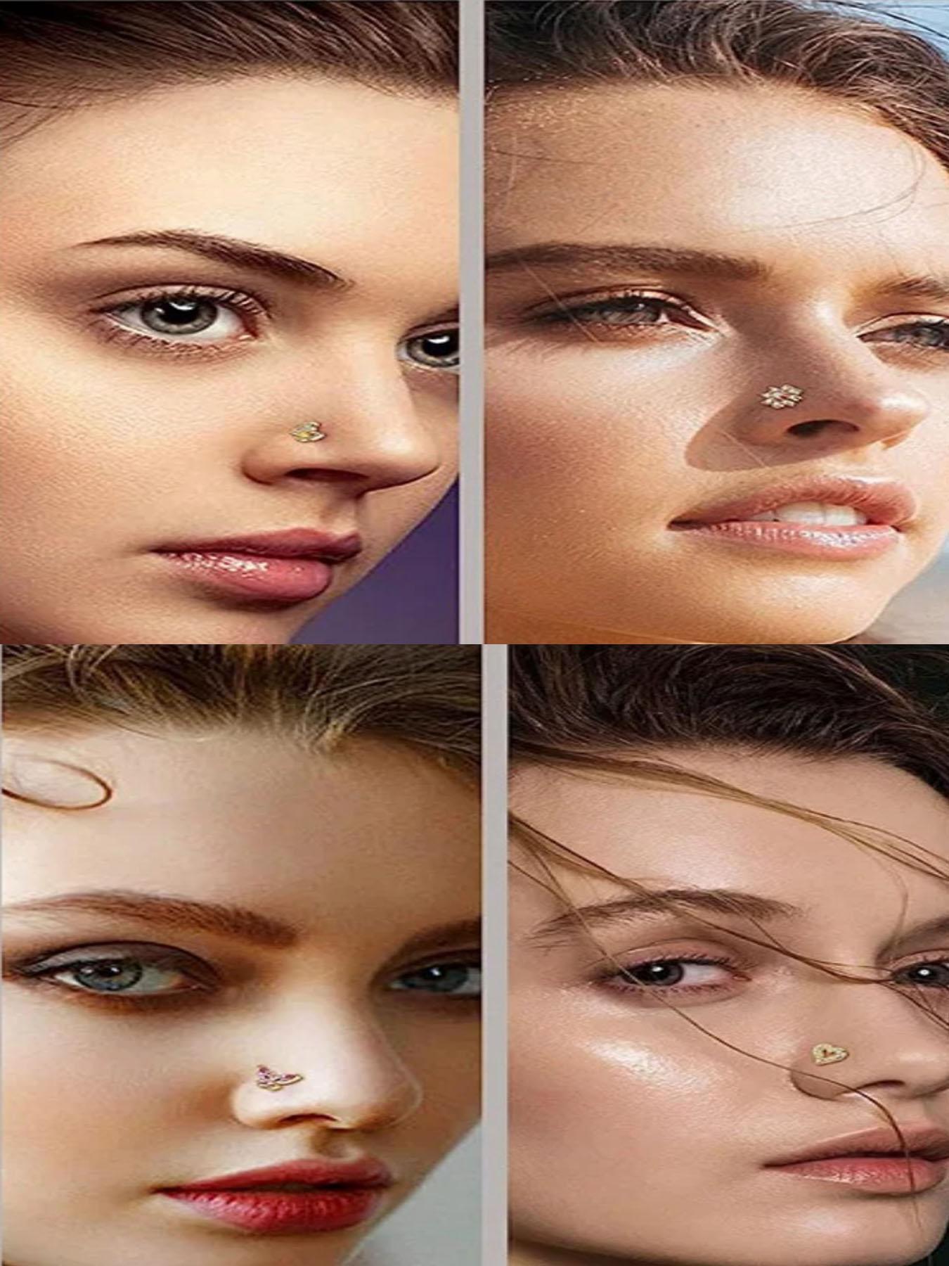 Women's Elegant Rhinestone Decorated Nose Ring, Nose Ring for Women & Girls, Casual Fashion Accessories for Party & Daily Decor, Trendy Jewelry for Gift, Nose Piercing Jewelry, Nose Cuff, Body Piercing Jewelry
