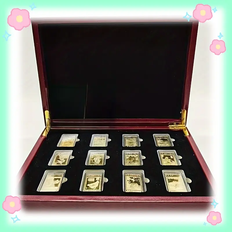 Each Set Includes 12 Gold-Plated Crafts of The Zodiac, New Year Commemorative Coins, Birthday Gifts, Classic Collectibles for Anniversaries And Company Opening Events, As Well As 28X20Cm/11X7.87Inch-Inch Casual Gifts