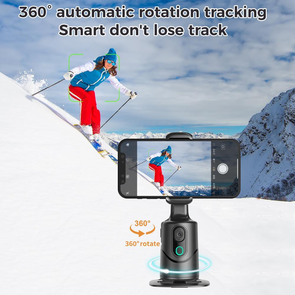 Automatic Face Tracking Camera, 360° Rotating Face Body Cellphone Camera Stand, Intelligent Shooting Phone Tracking Stand for Live Streaming, Video Recording, Selfie, Accessories