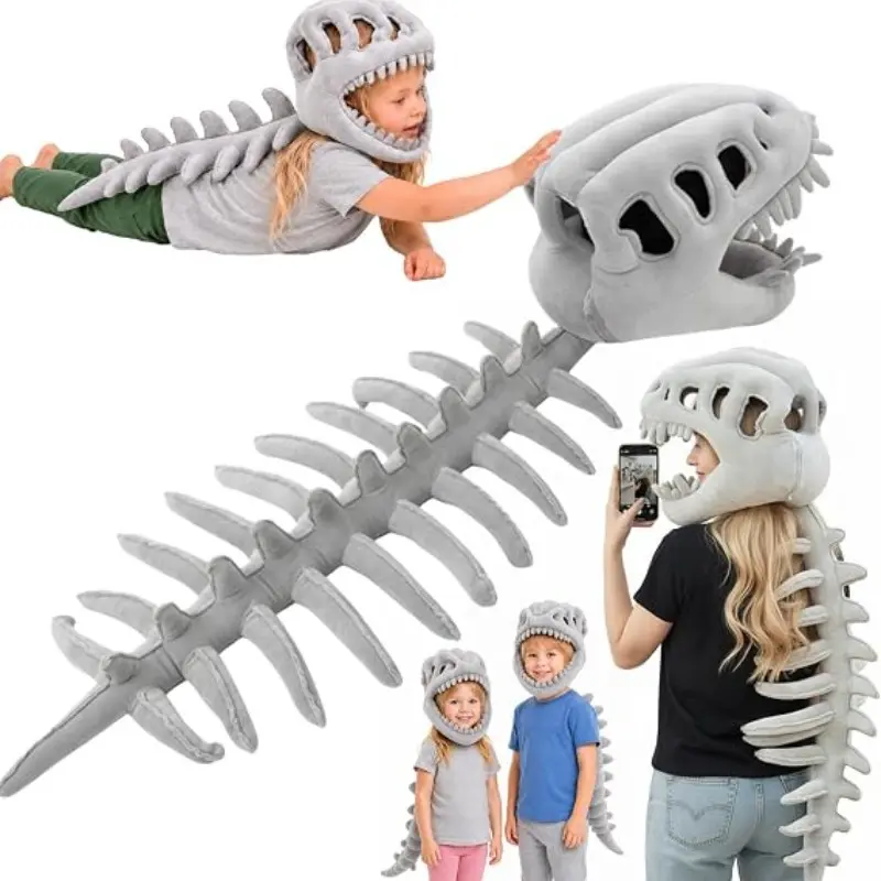 Dinosaur Theme Party Hat, Dinosaur Mask Decoration, Halloween Skull Skeleton Headgear, Birthday Supplies, Fun Dinosaur Party Hat, Role Play Props, Dinosaur Themed Design