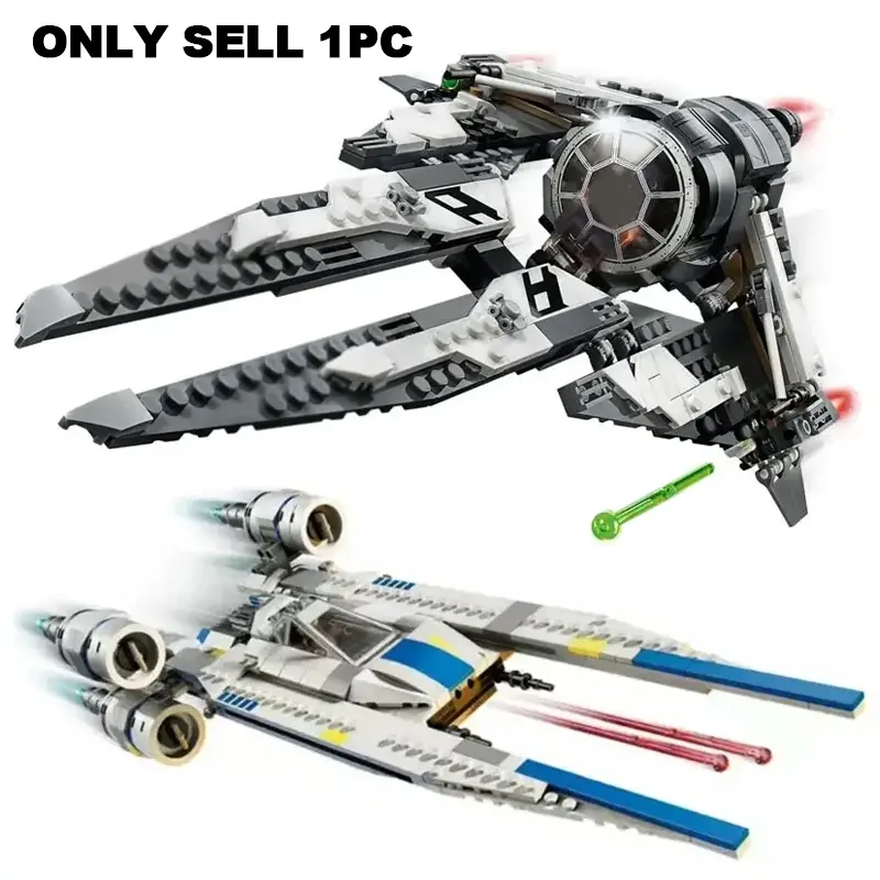 Space Battle Black Ace TIE Interceptor Building Blocks Rebel U-wing Starfighter Building Blocks Spaceship Airship Assemble Bricks DIY Collectible Model Toys Gift For Boys Adult