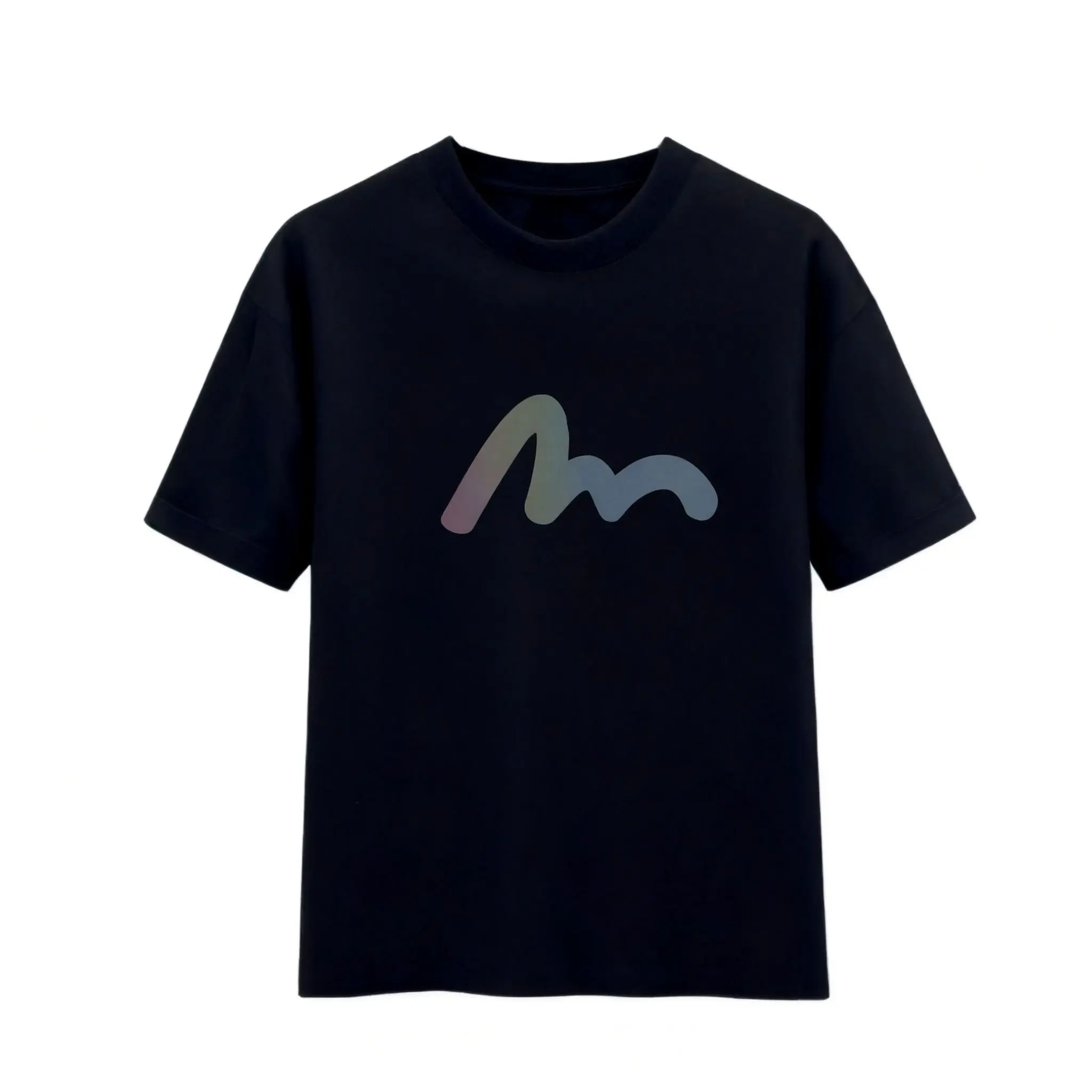Unisex Gradient Handwritten Letter M Minimalist Custom Monogram Graphic Crew Neck T-Shirt - Neutral Personalized Short Sleeve Fashion Top, Casual Wear