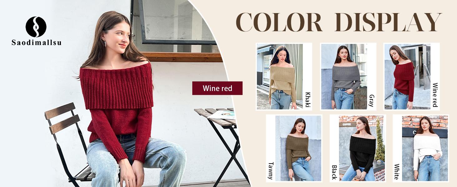 Saodimallsu Womens Off The Shoulder Sweaters Oversized Long Sleeve Loose Ribbed Knit Fall Trendy Pullover Tops Knitwear Womenswear SpringStatements