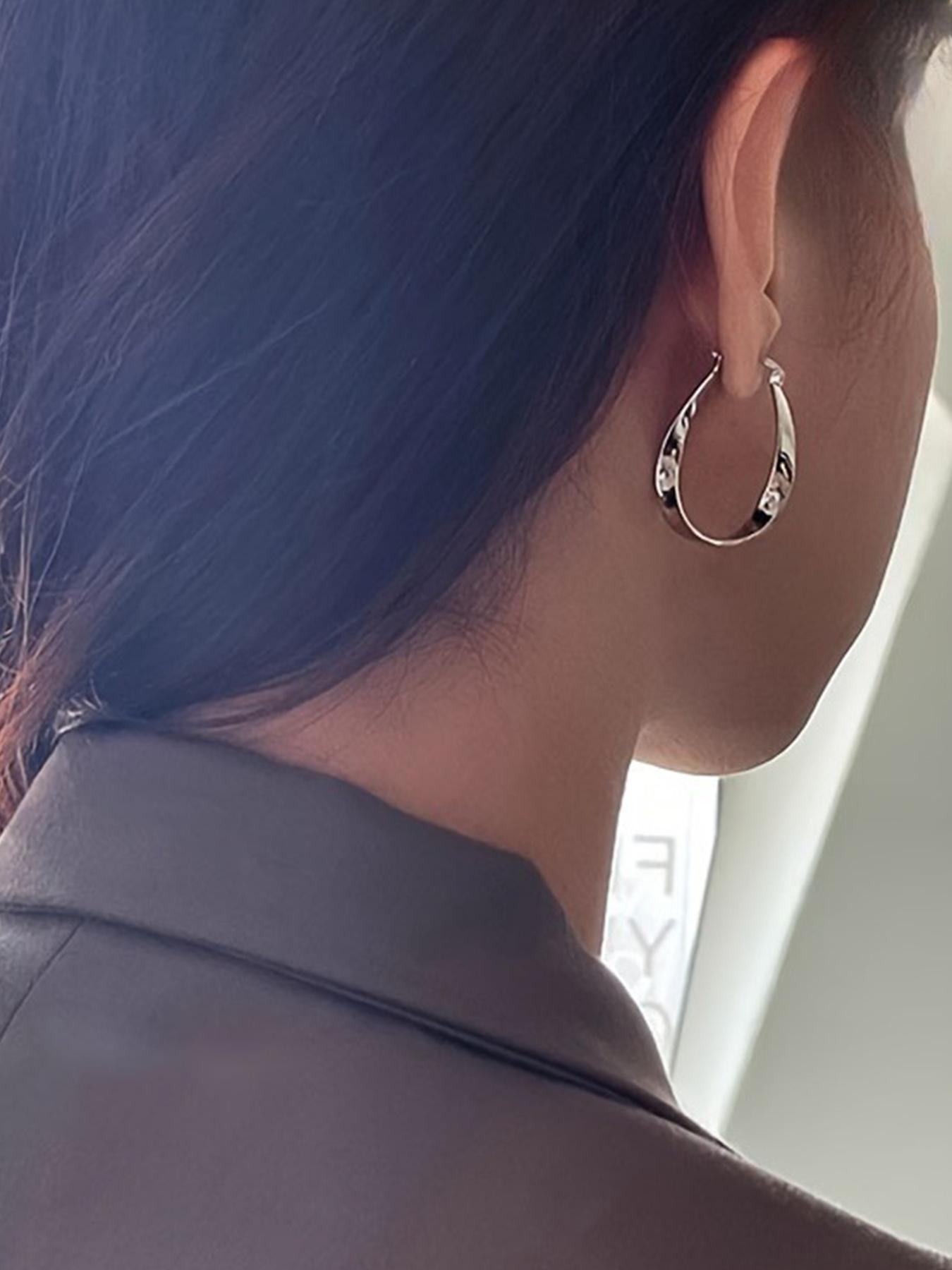 925 Sterling Silver Dangle Hoop Earrings, Fashionable Twisted Design Earrings for Women & Girls, Trendy All-match & Exquisite Jewelry for Birthday Gift