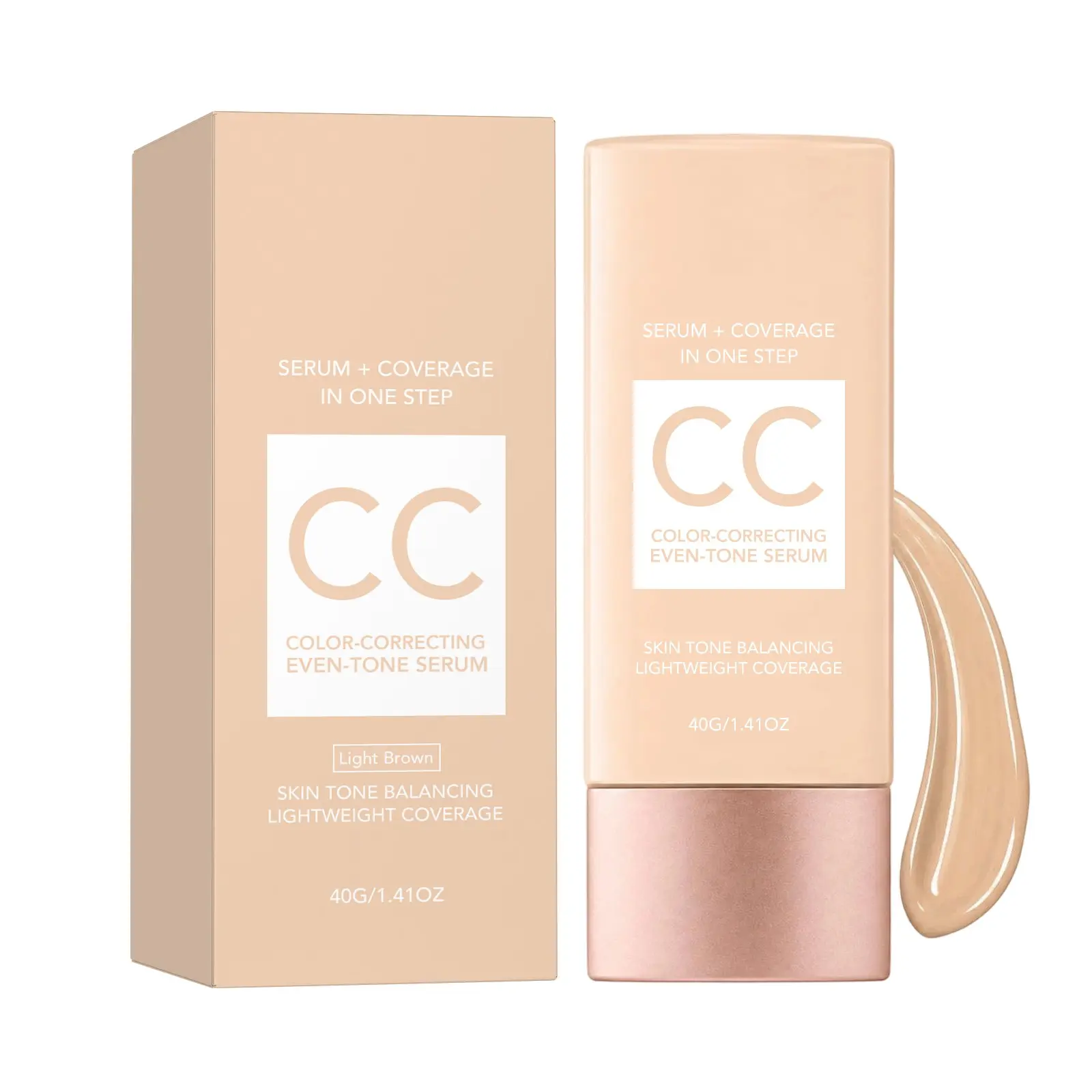 CC Serum, Color Correcting Complexion Tinted Serum, Color-Correcting Tinted Serum, Color-Changing Shade-Matching Adaptisphere Technology, Lightweight Coverage (Light Brown)
