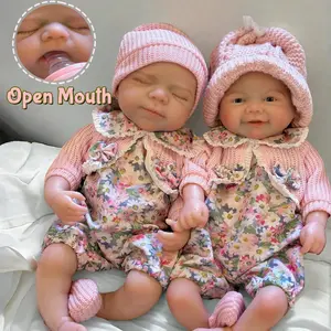 Otarddolls 1PC / 2 Styles 13 Inch/33cm Open & Close Eyes Full Body Solid Silicone Reborn Baby Girl, 3D Painted Skin, Openable Mouth, Soft Touch, Lifelike Newborn Doll For Family Gift