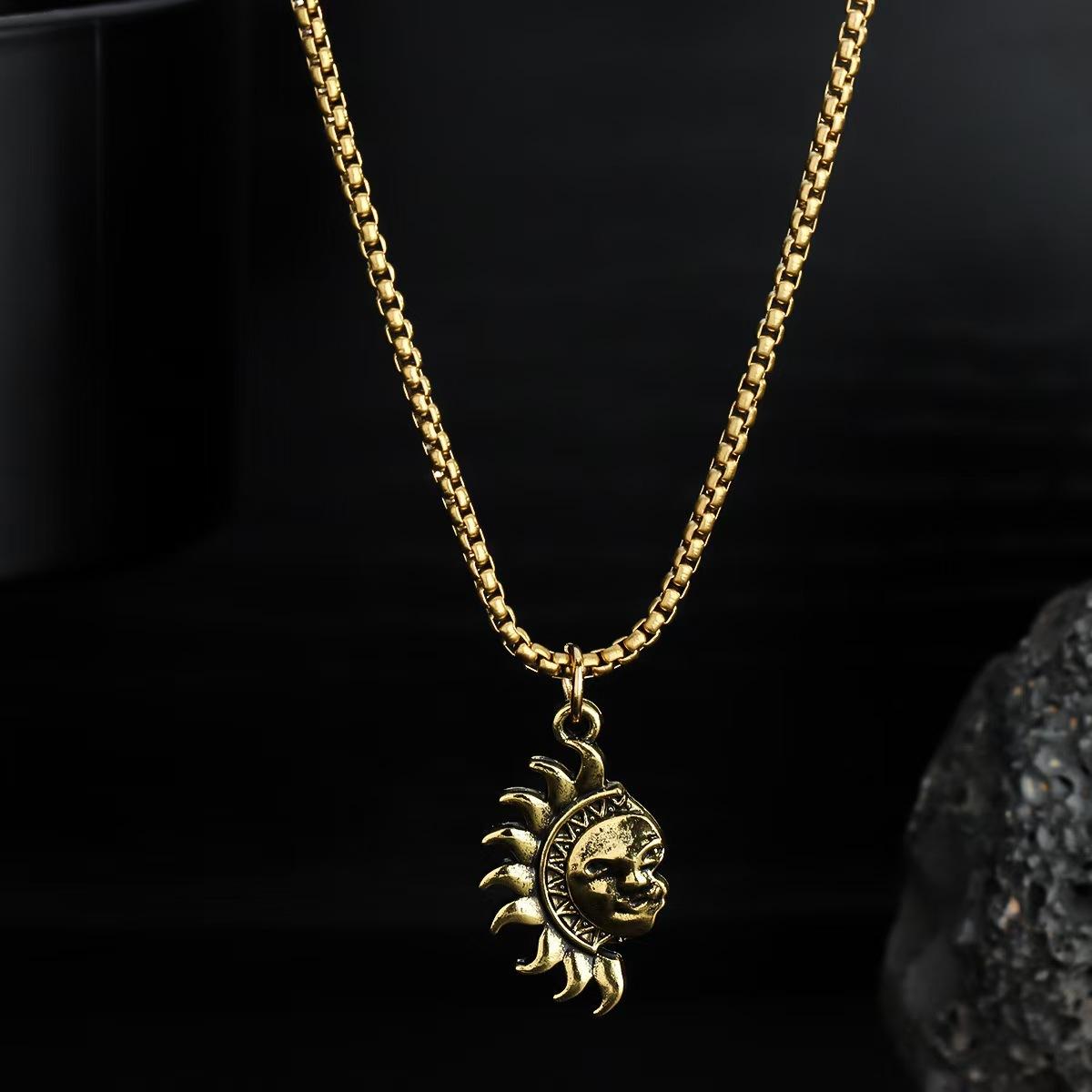 Trendy and unique bestselling asymmetrical sun and moon patchwork light luxury niche sweater necklace accessories for women