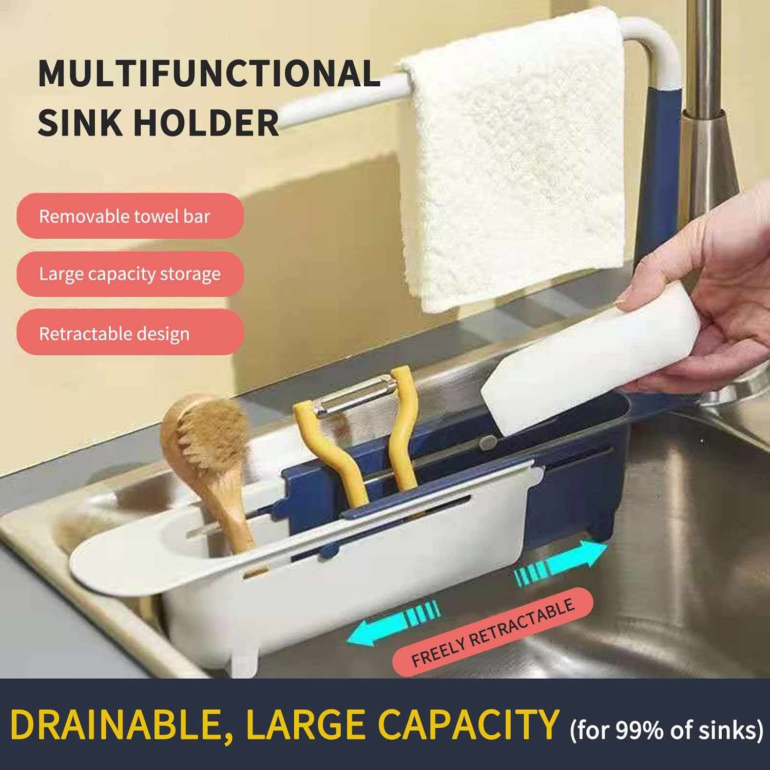 Multifunctional sink storage organizer