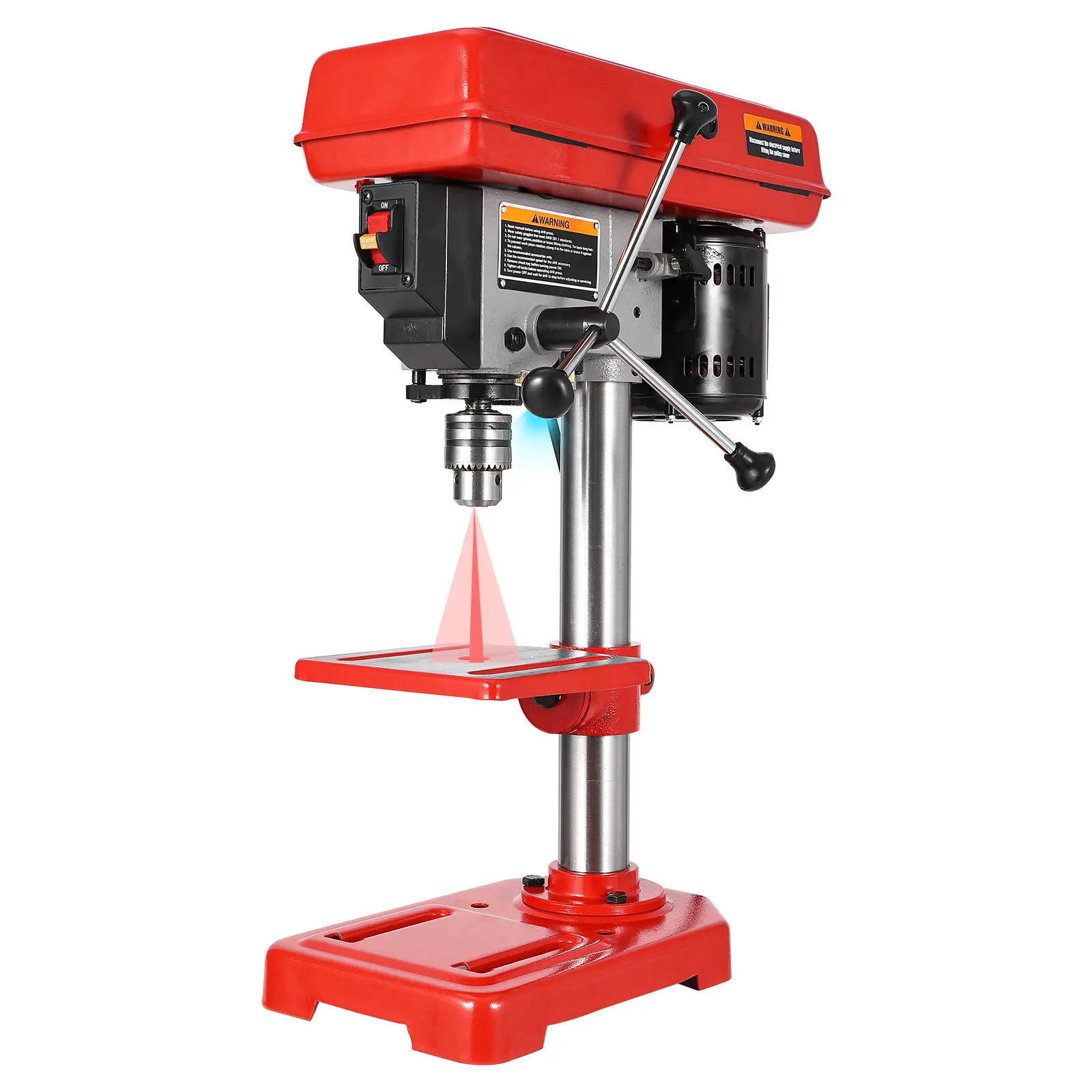 Powerful and Versatile 8-in Benchtop Drill Press - 5-Speed Tabletop Drilling Machine (620-3100 RPM), Laser Guide, Adjustable 0-45° Tilting Worktable, Built-in LED Lights, Heavy Duty Kit for Wood/Metalwork with Precision for Wood and Metalworking