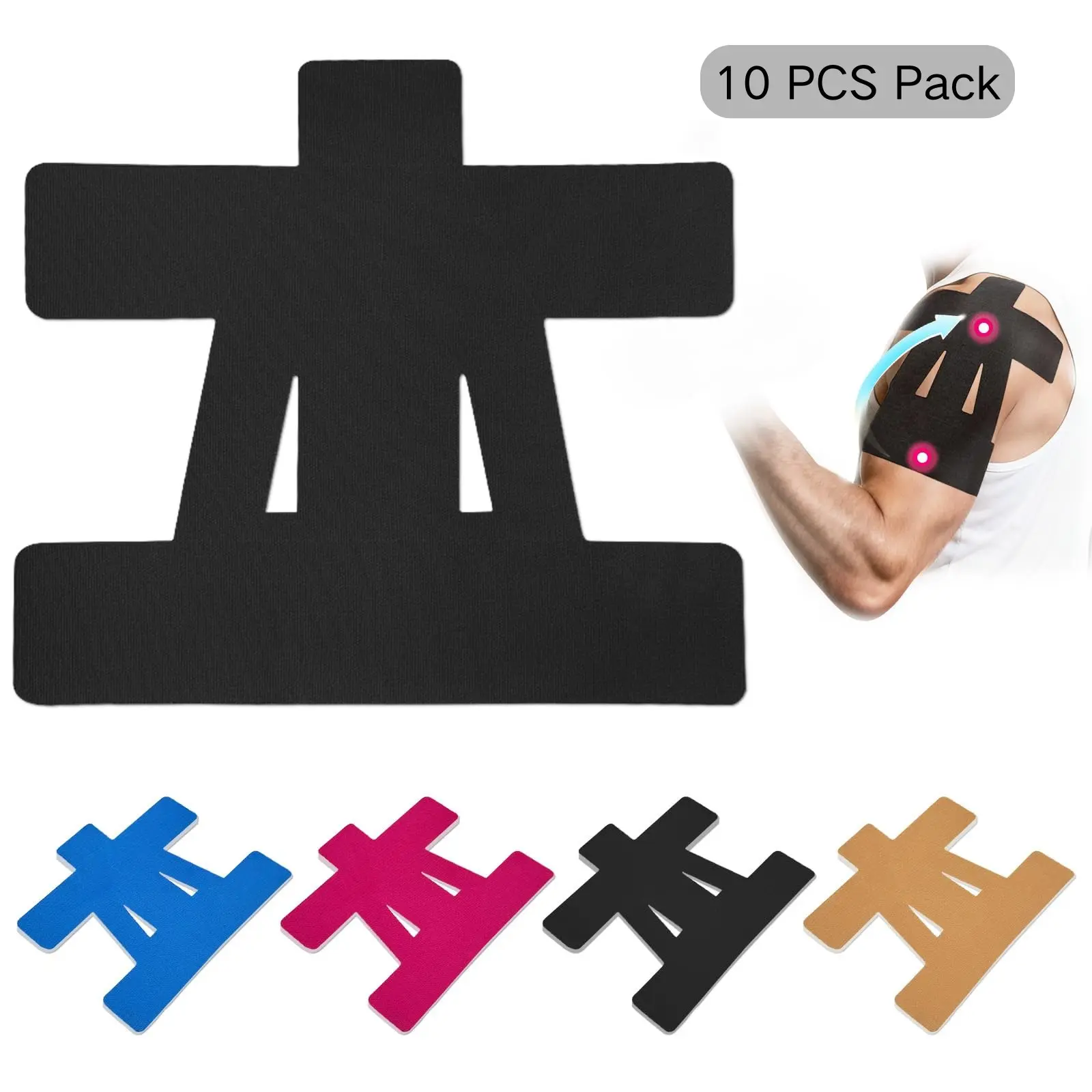 10 pre-cut shoulder functional tapes, Athletic Tape for Sports, elastic muscle support strips, waterproof, breathable and anti-allergy, skin-friendly, relieve shoulder soreness, for daily protection during sports and fitness