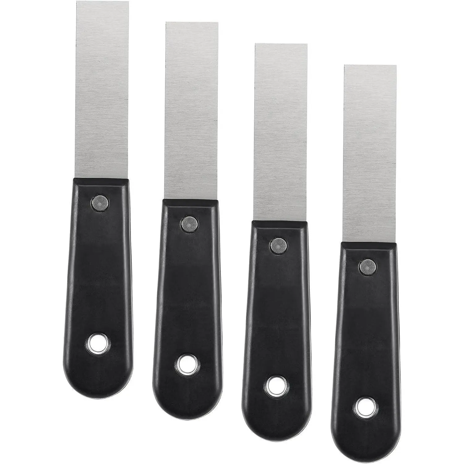 uxcell 4 Pcs Putty Scrapers - 1" Stainless Steel Blade Spatulas, Black Handle Drywall Repair Spreaders for Home Wall Putty Scraping