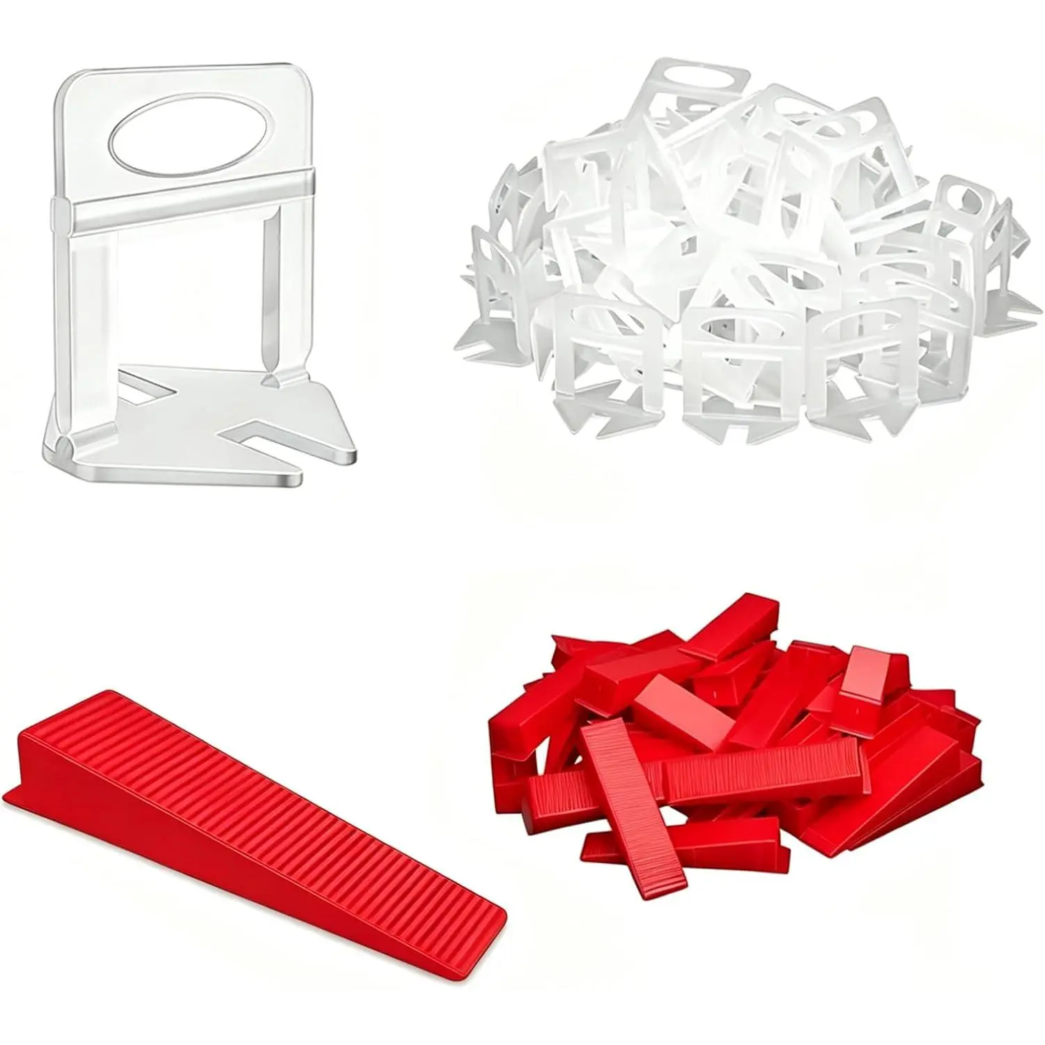 Tile Leveling System Kit 1/16-inch Tile Spacers Tile Leveling Clips 100 DIY Tile Leveling Spacers and 20  Wedges Suitable for Professional Ceramic and Stone Installation  Renovation