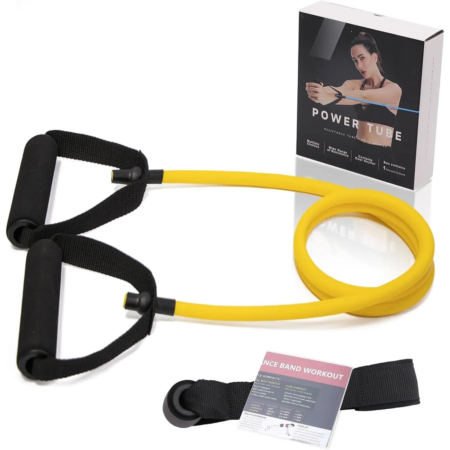 Resistance Bands with Handles and Door Anchor for Home Workouts, Exercise, and Stretching – Includes Simple Guide for Women and Men