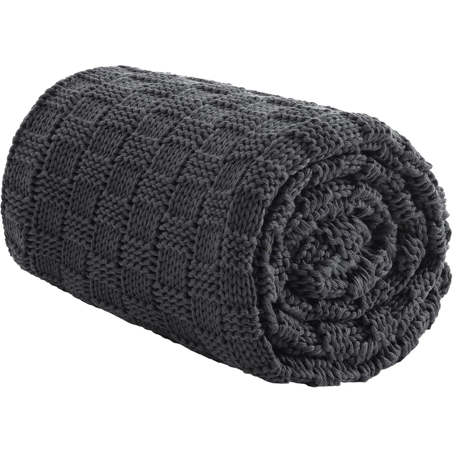 Knitted Weighted Blanket for Adult, No Beads Heavy Blanket 40"x60" 7lbs Breathable Chunky Knit Blanket, Cooling Weighted Blanket for Hot Sleepers, Christmas Home Decor, Dark Grey