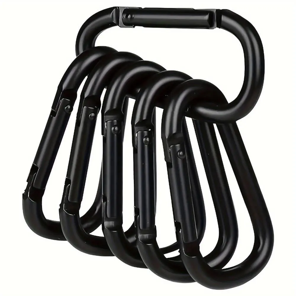 6-Pack Pure Black Large Outdoor Hooks - Thick, Sturdy, Durable Multi-Purpose Hooks for Outdoors, Camping, Hanging, Hiking, Travel Keychains,dorm essentials,home decor