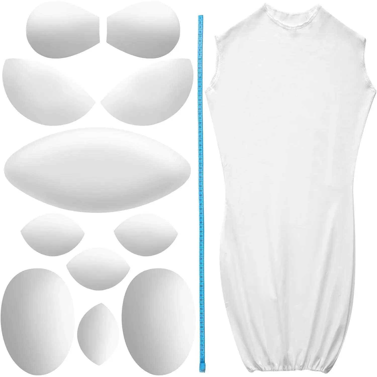 13 Pcs Pro Modular Dress Form Padding Plus Size Kit Female Dress Form Mannequin Body Padding System for Women Adjustable Body Set with Tape Measure for Sewing Making Tailoring