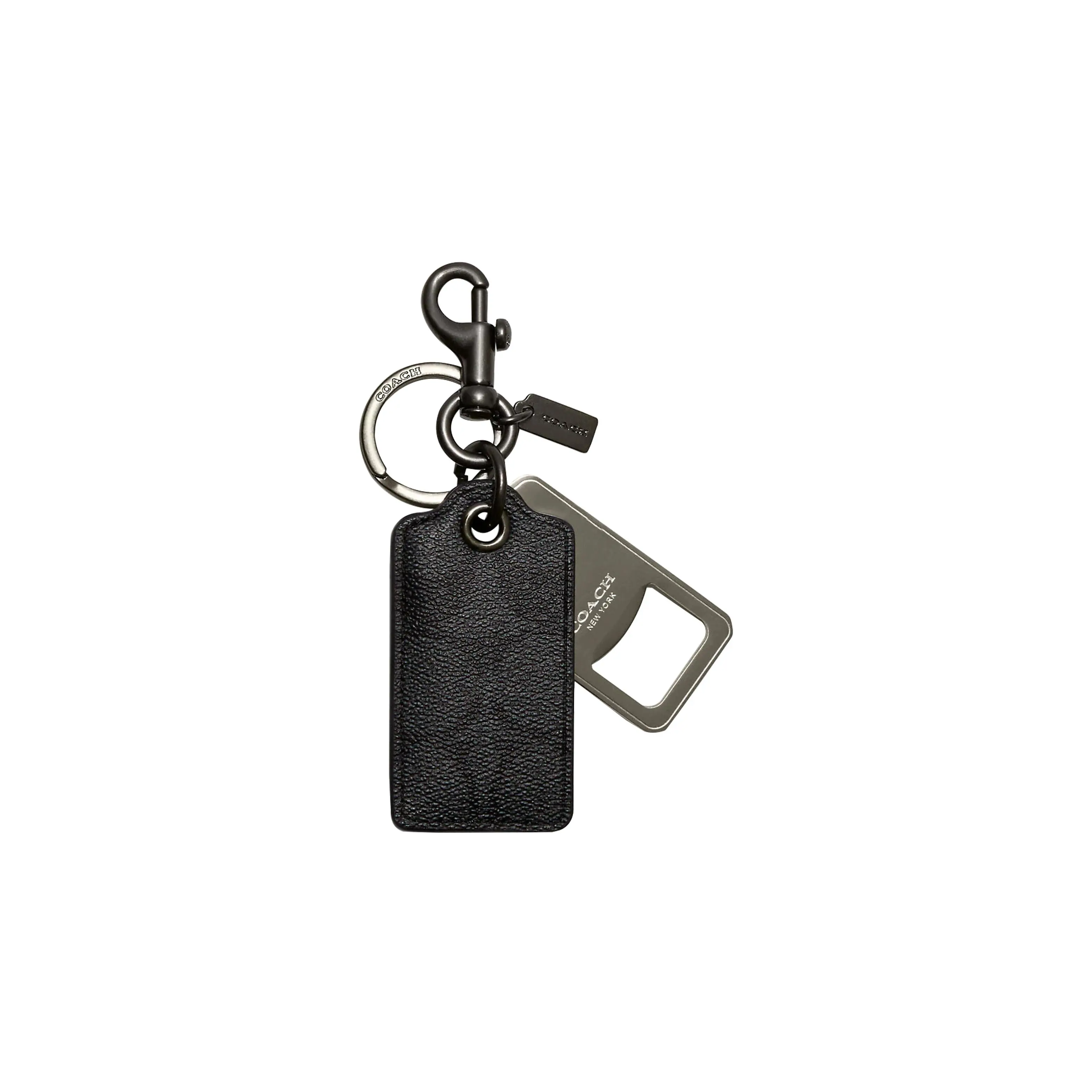 Coach Key Fob for Women – Mini Coated Canvas Keychain with Metal Logo Engraving in Black Verifiable, with credentials and supporting global authentication