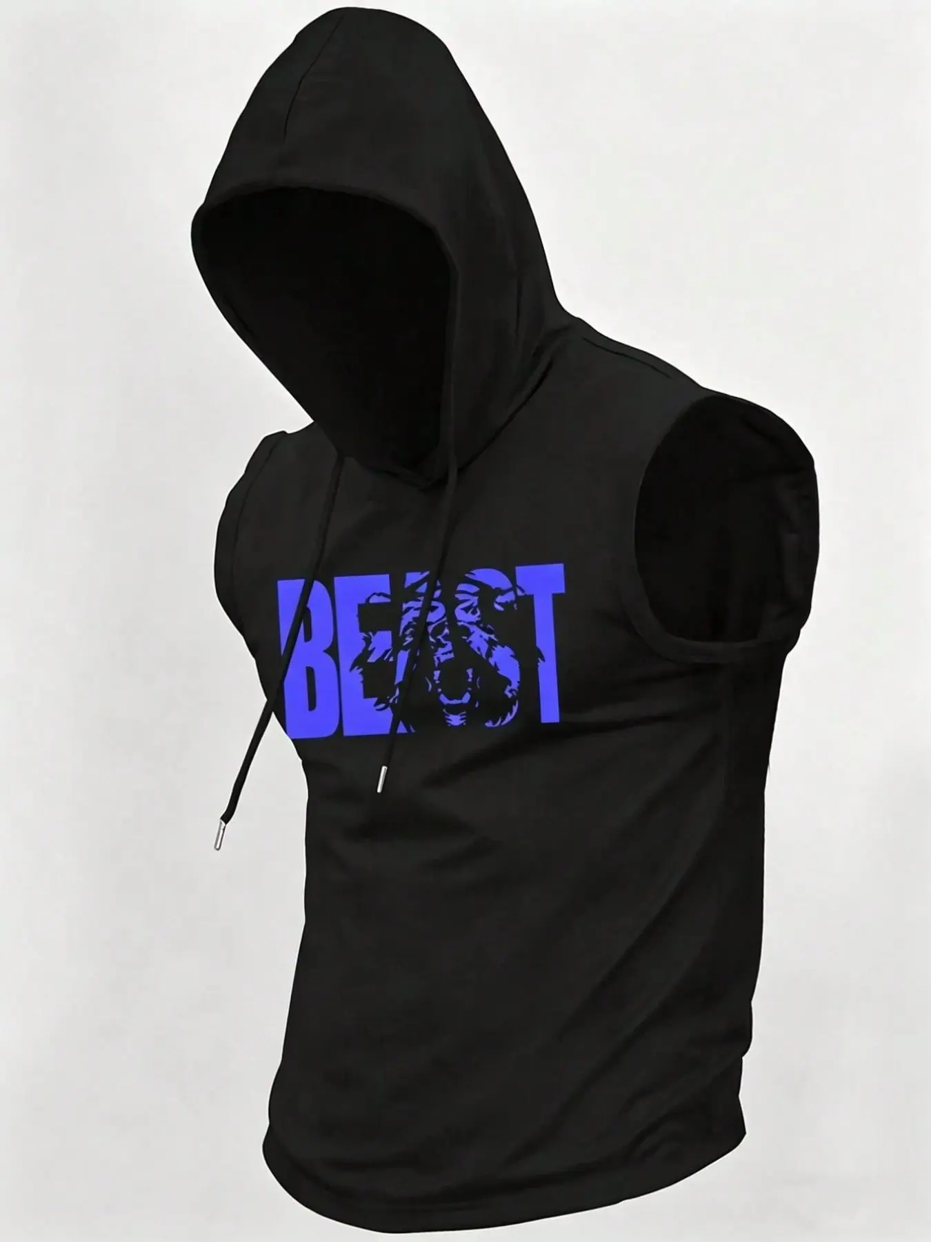 Men's Printed Sleeveless Hooded Tank Top, Muscle Slim Fit Moisture-Absorbent Athletic Vest, Versatile Athleisure Hooded Tank, Lightweight & Breathable Sleeveless Hoodie, Multi-Wear Top for Gym Training, Athletic Training Tops