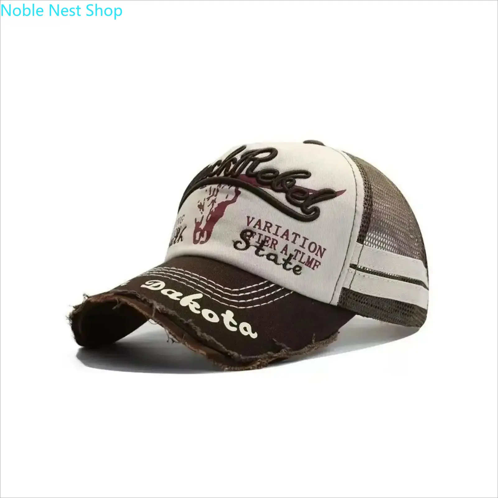 Unisex Vintage Distressed Polyester Mesh Trucker Hat - Adjustable Snapback, Breathable Retro Print, One Size Fits All Casual Wear Cap for Daily Streetwear, Outdoor Sports