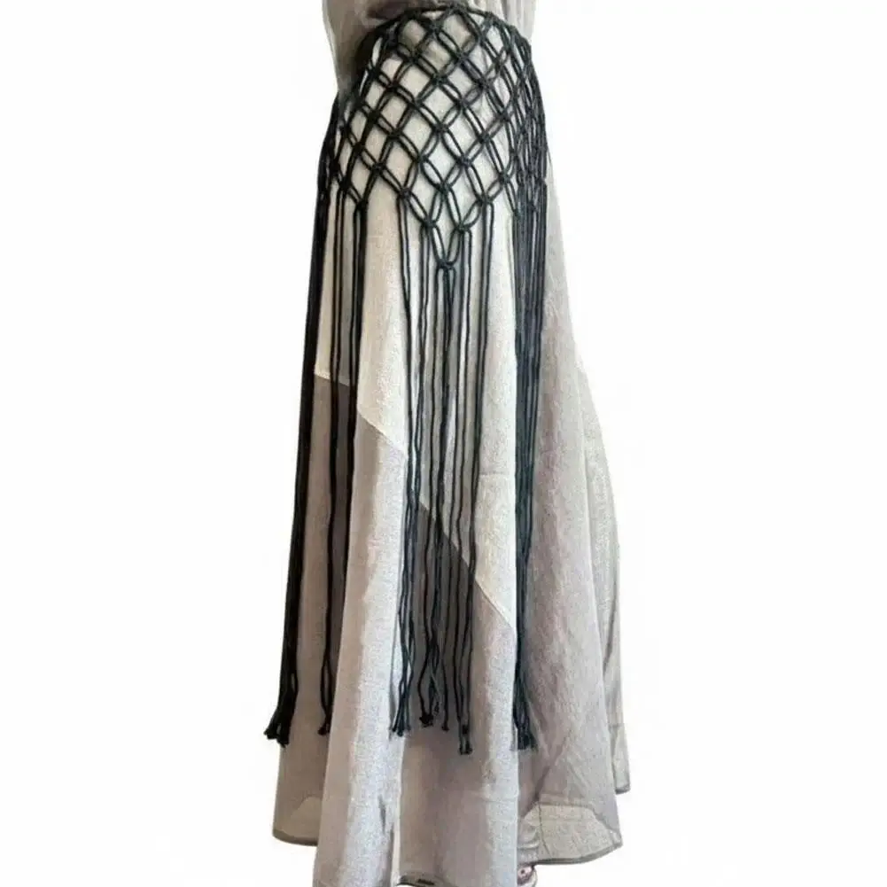 Handwoven Macrame Tassel Waist Belt, Boho Fringe Waistband for Dress Bikini Festival Outfit Festival Street Sle Accessory
