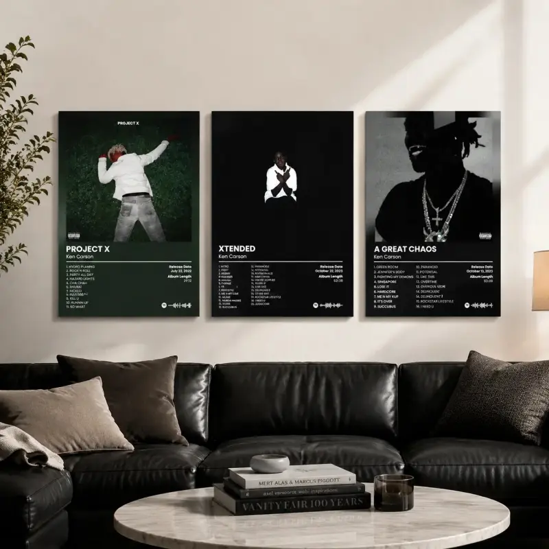 Ken Cars0n Rap Poster |     Set of 3 Album Cover Canvas Wall Art for Bedroom, Dorm & Office