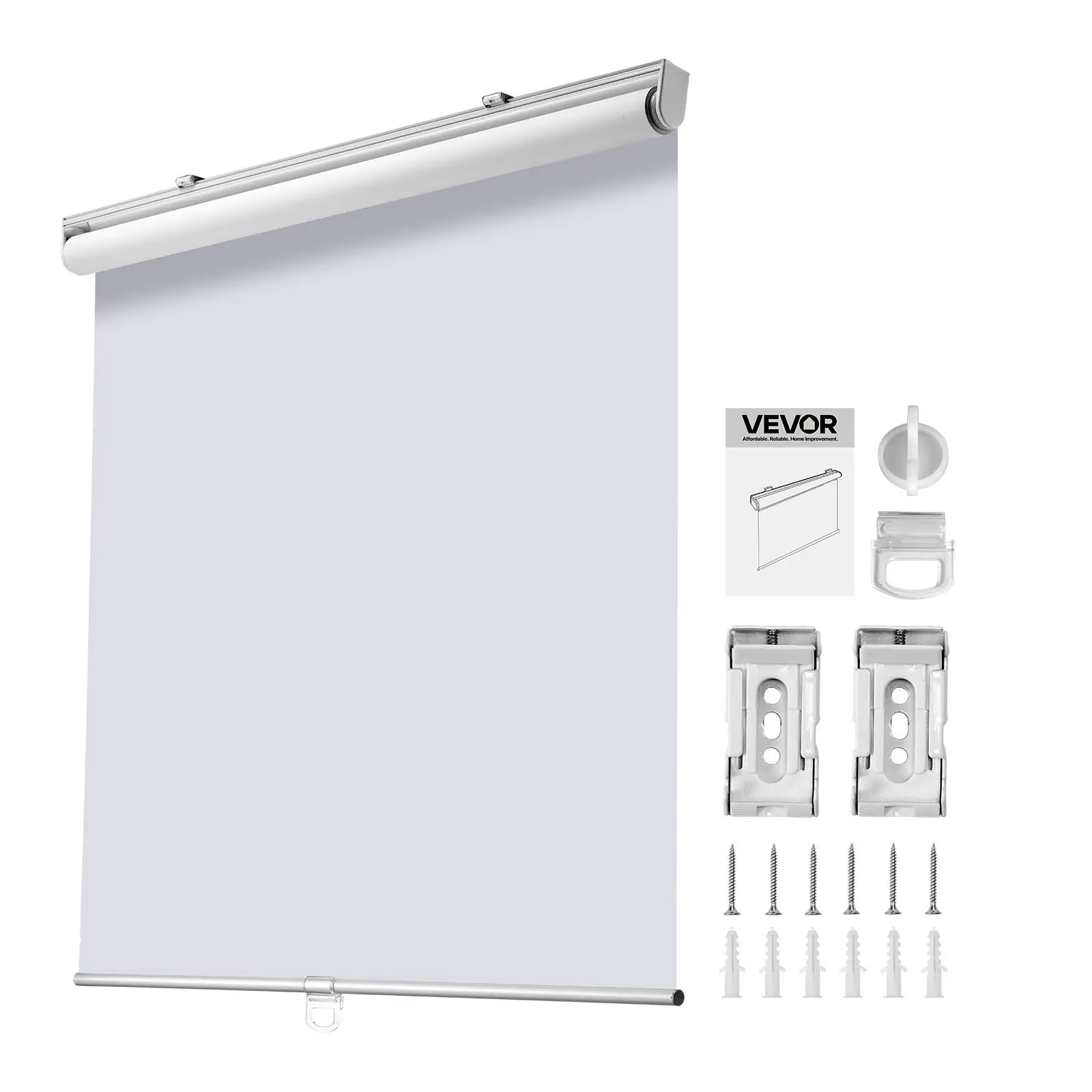【DealsForYouDays】VEVOR Cordless Roller Shades, 34x 72 in, Pull Down Blackout Blinds for Windows Room Darkening, Thermal Insulated, Easy to Install, Blackout Roller Shades for Bedroom, Bathroom, Home, Office, White