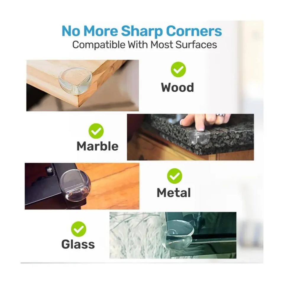 12 Pack Table Corner Protectors for, Improved Self Adhesive Clear Furniture Corner Guards & Edge Safety Bumpers, Round Proof Bumper, Table Edges & Sharp Corners Proofing