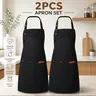 Men & Women's 2-Pack Solid Color Polyester Bib Work Aprons with Dual Pockets, Adjustable Size, Stain-Proof Comfortable Kitchen Aprons, Ideal for Baking & Gifting Set