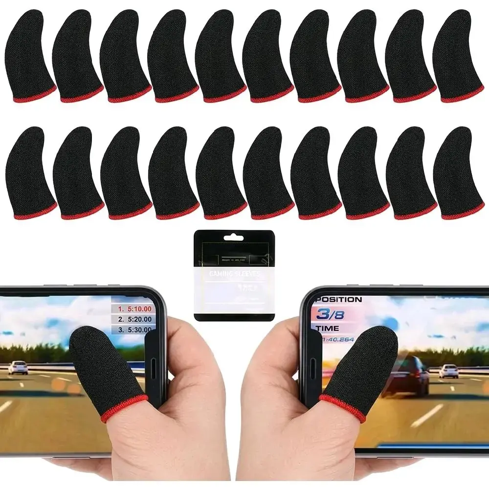 20 Pieces Ultra-thin 0.7 mm Gamer Finger Sleeves, Non-slip and Touch-sensitive, Elastic, Compatible with Android and iOS Phones for Mobile Games Console Covers