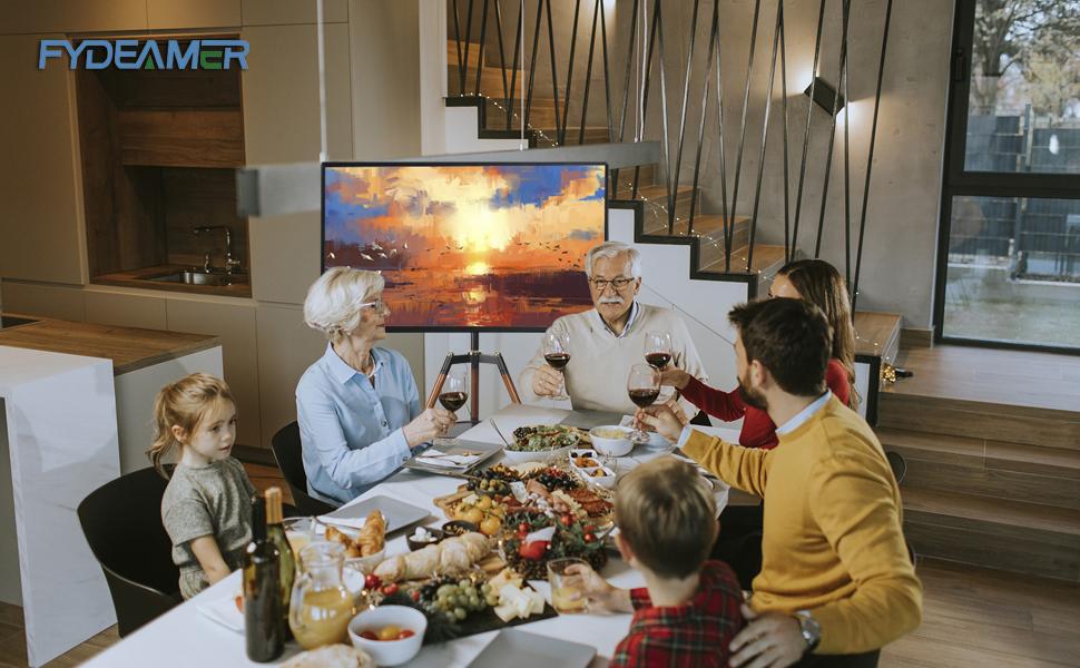 Fydeamer Universal Tripod Easel TV Stand for 32-65 inch LED LCD Screen Flat Curved Screen, Height Adjustable Studio TV Display Stand with 140 °   Swivel for Bedroom, Living Room, Corner TV Stand