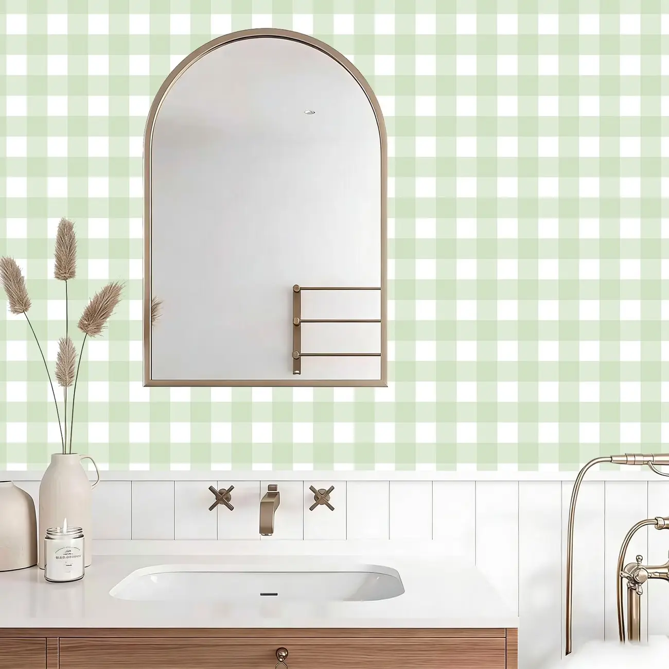 Gingham Check Plaid Peel and Stick Wallpaper, Decorative Wallpaper, Checkered Wallpaper, Removable Self-Adhesive, Washable & Durable, Ideal for Living Room, Bedroom, Apartment, Interior Walls Decor
