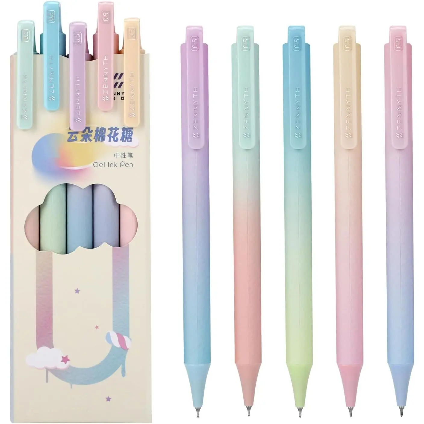 Gel Pens, 5-Count 0.5mm Fine Point Smooth Writing Pens with Quick Dry Black Ink, Office School Supplies for Women, Ideal for Journaling Note Taking, Quick Dry Ink
