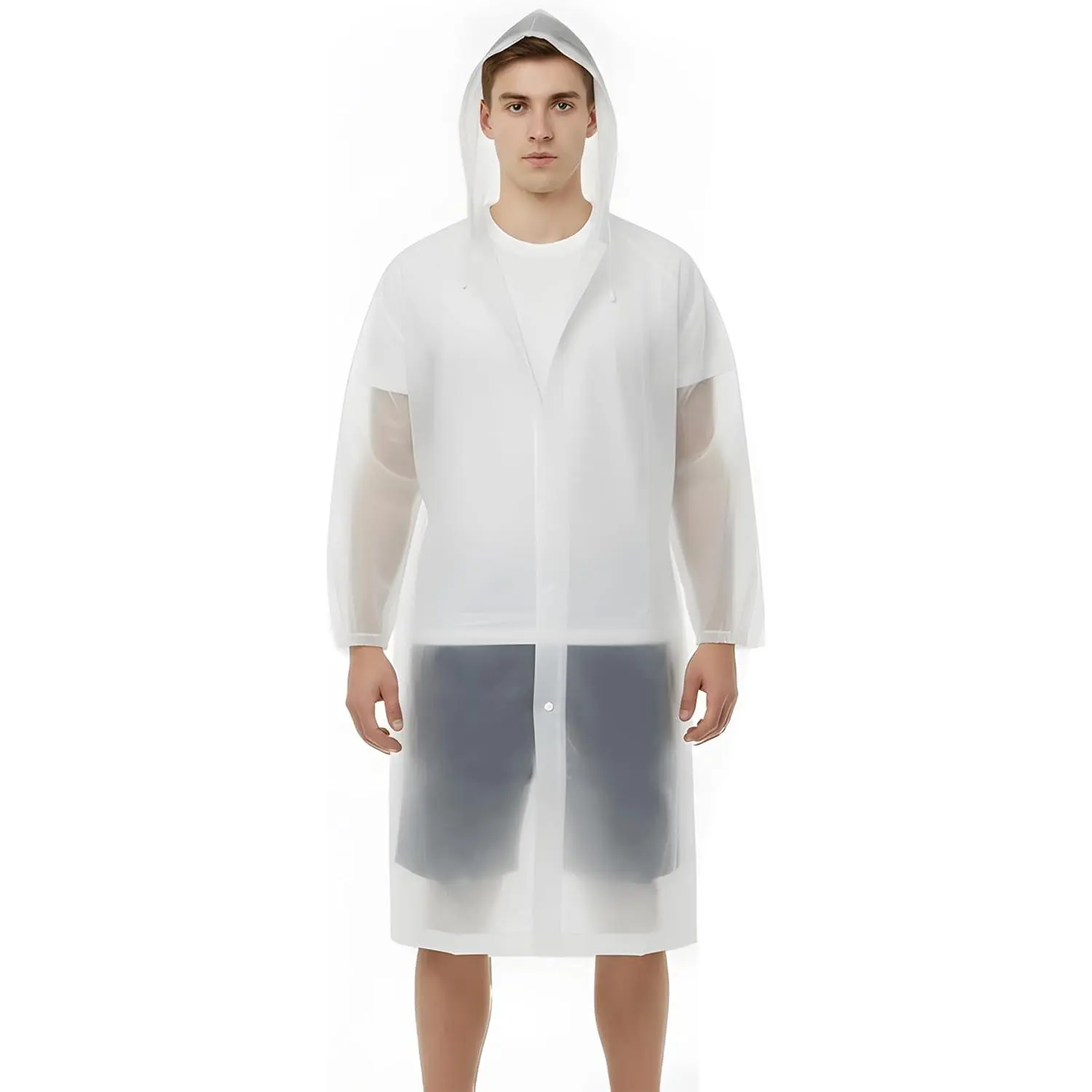 Unisex Reusable Transparent Raincoat - Foldable Pocket Raincoats with Compact Pouch, Waterproof, Breathable, 1 Size Fits Most All Seasons Adult Rain Wear