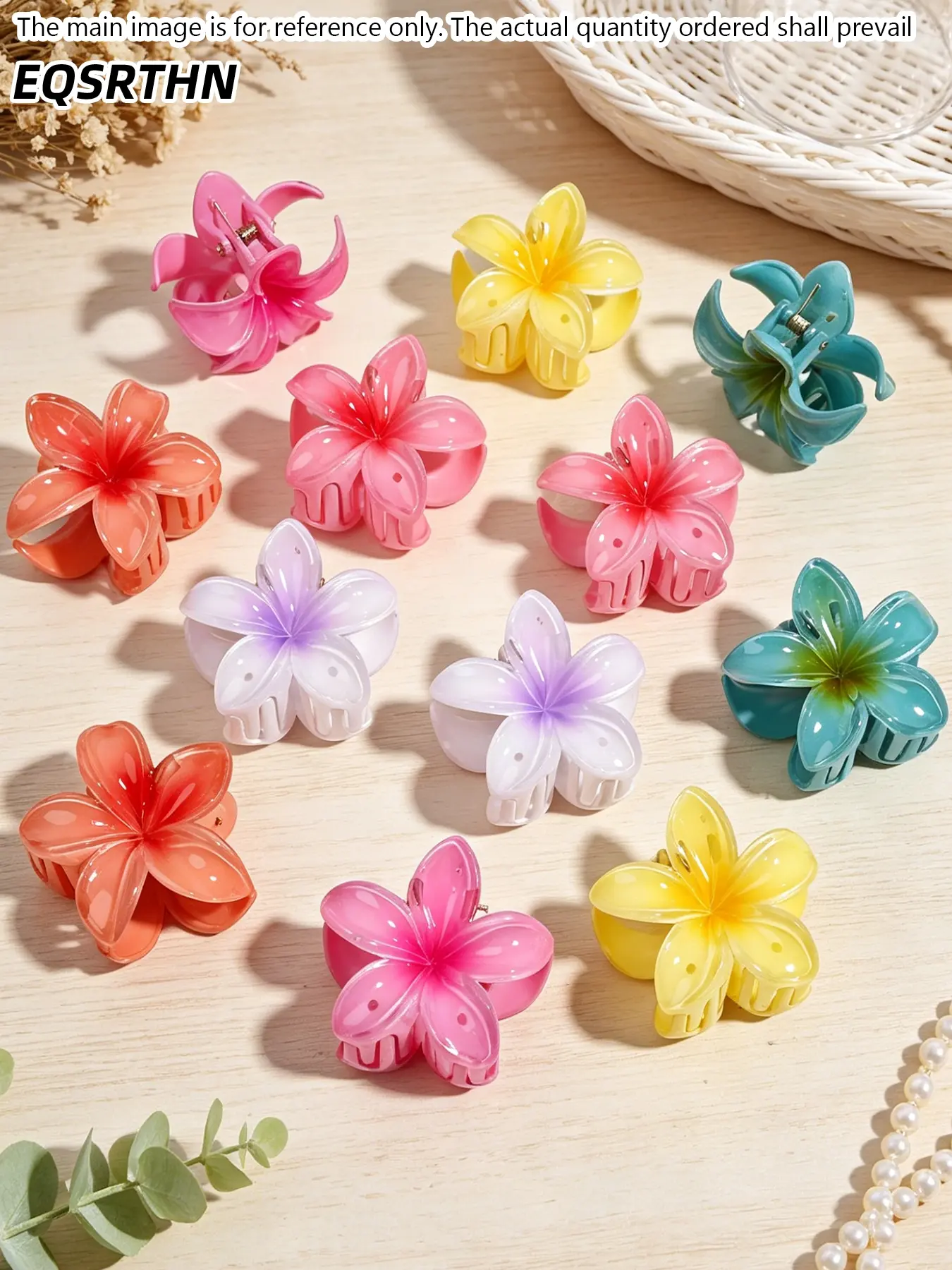 12pcs Plumeria Flower Hair Claw Clips Colorful Gradient Hawaiian Orchid Hair Claws Matte Non Slip Jaw Clips Fun Claw Clips Summer Beach Wedding Styling Tropical Boho Hair Accessories for Women Thick Thin Hair Holiday Birthday Gift