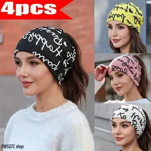 Women's 4 Pack Brimless Skullcap Beanies, Autumn Winter Stretch Elastic Lightweight Warm Chemo Caps With Neck Cover For Daily Cold Weather Wear summervibes☀️