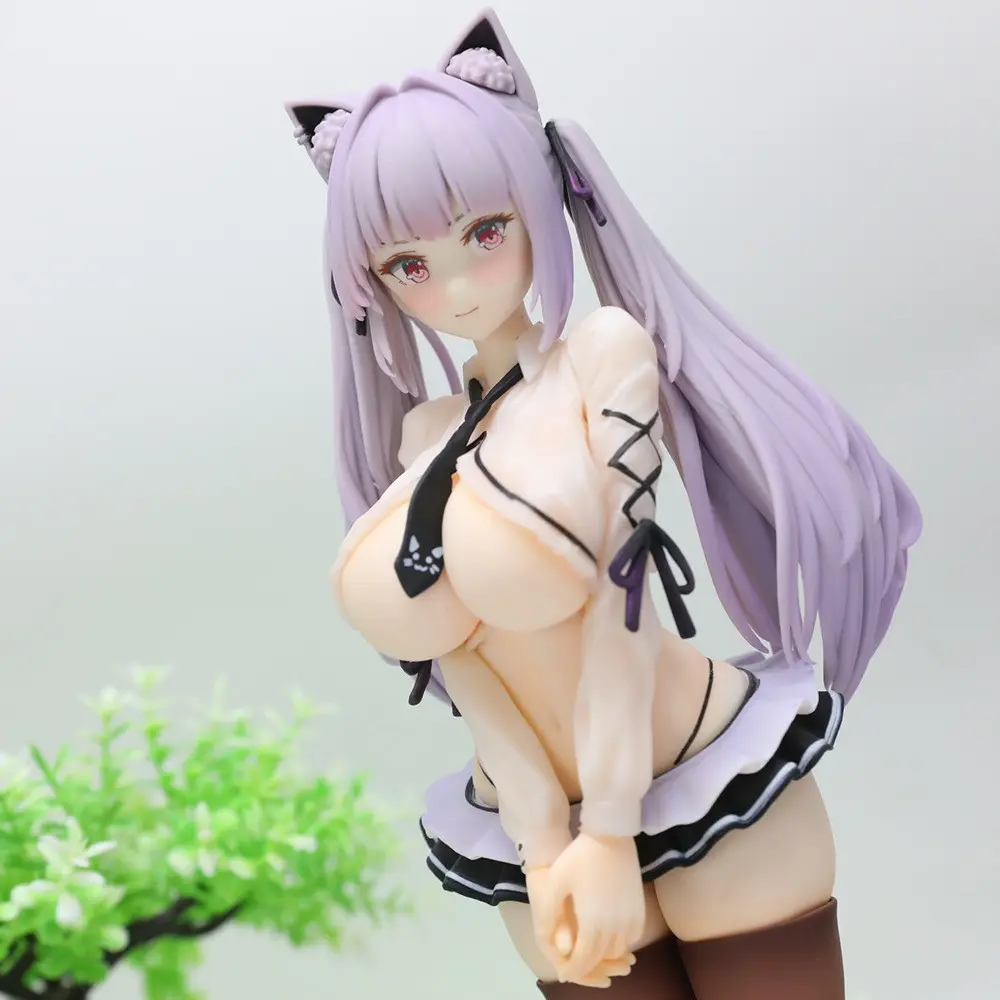 Aerweina Alvinna Standing Anime Girl Figure, Twin Tails Cat Ears Uniform, Soft Cute Pose, High-Quality PVC, Collectible Desktop Decor, Collectible Figurine, Cute Collectible Figurines