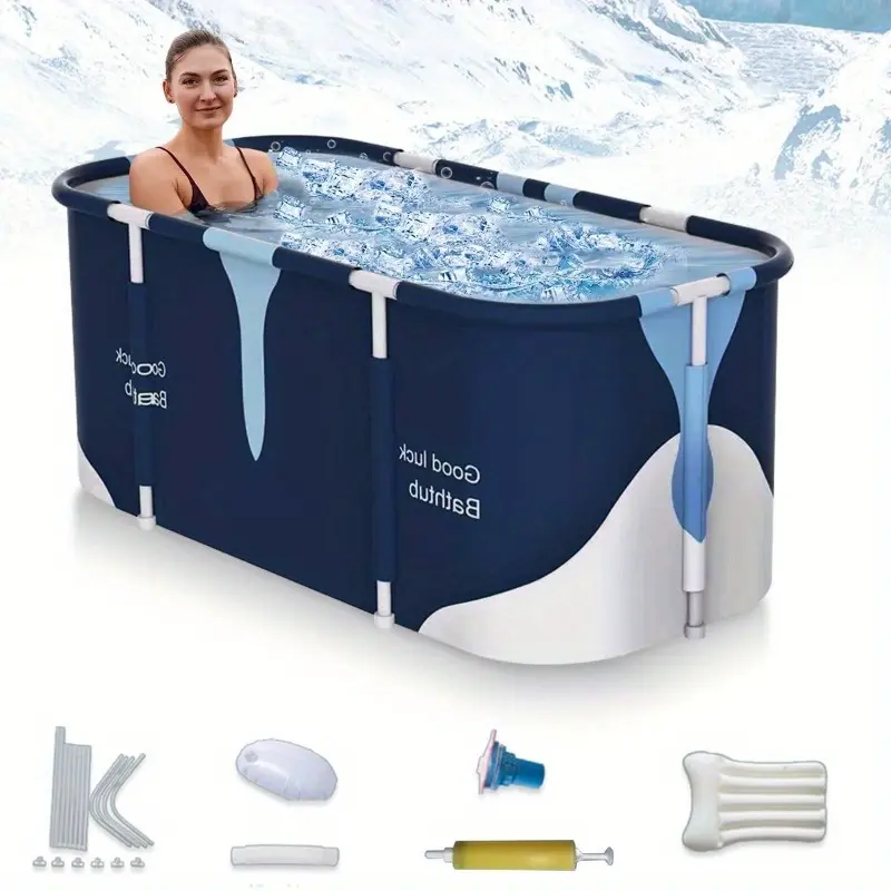 47. 24inch Large Portable Hot & Cold Bathtub - Foldable Inflatable Spa Tub with Massage Jets-like System (No), Quick-Fill Valve & Drain Plug for Adults - Indoor/Outdoor Use, Bedside, Pool-like - -Grade Compatible, Ice Bath, Portable Bathtub, Foldable Bath