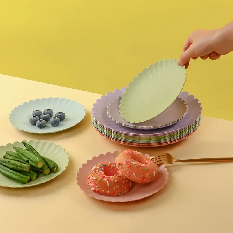Plastic Snack Plate, Small Round Bone Dinner Tray, Creative Household Plastic Holder for Dessert & Food Waste
