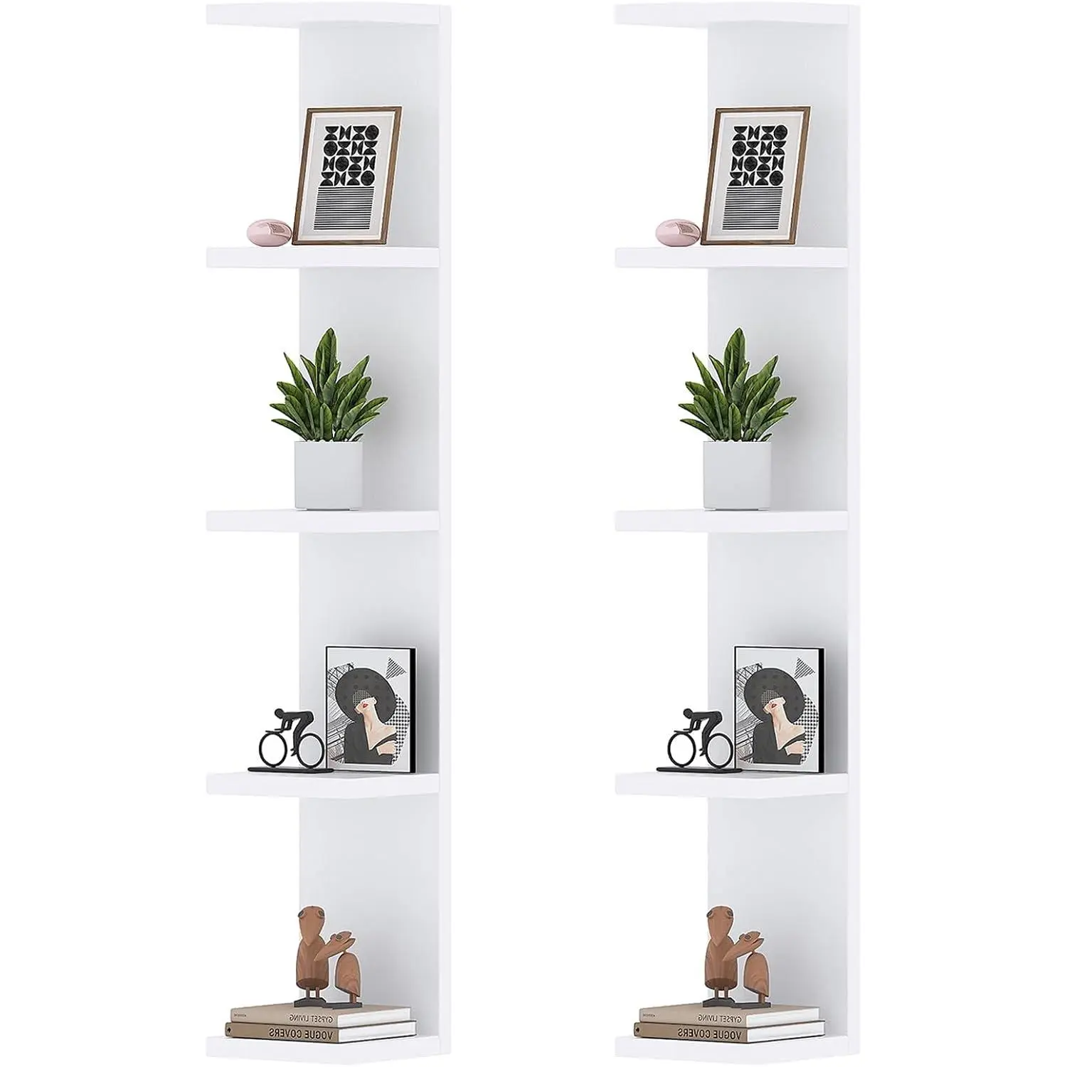 5 Tier White Lack Wall Shelf - Multi-Functional Display Organizer for Anime Figures, Funko Pop, Plants, Makeup & Books (7.1" x 5.5" x 30.7") – Space-Saving Floating Shelf for Home & Office