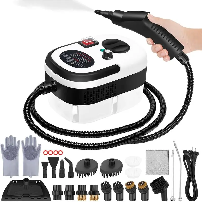6-Level Adjustable Handheld Steam Cleaner, 15s Fast Heat-Up Portable Pressurized Steamer with 1.29 Qt Large Water Tank for Kitchen, Bathroom, Grout, Windows, Upholstery, Car and Home Cleaning