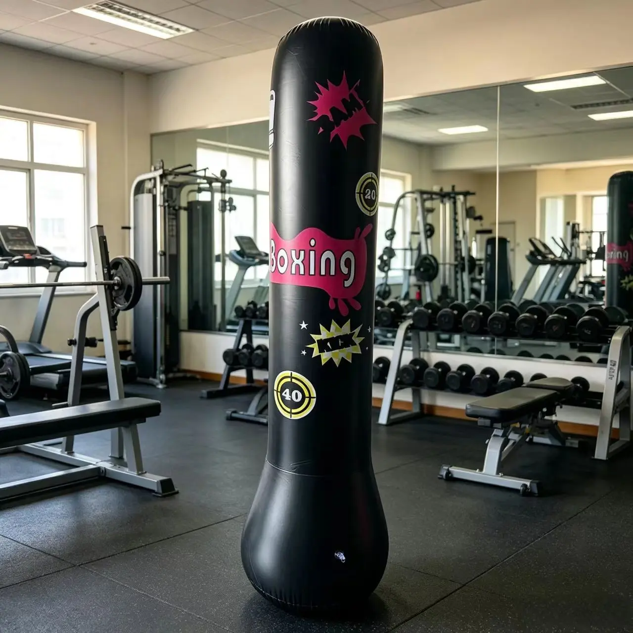 Inflatable Boxing Post Thick PVC Unstable Sandbag, Adult Stress Relief Exercise, No Installation Required, Standing Inflatable Punching Post, Boxing Training Equipment, Punch Workout Gear