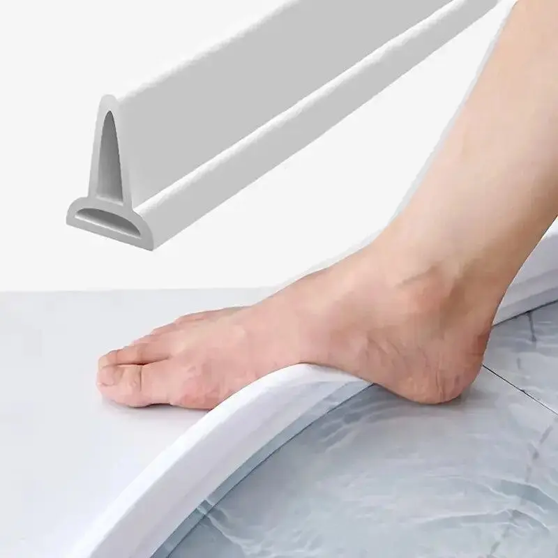 1M/2M Bathroom Retention Basin Water Stopper Silicone Retaining Strip Water Shower Dam Flood Barrier Dry And Wet Separation Blocker Bathroom Accessories