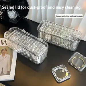 1 set Acrylic Bracelet Jewelry Storage Organizer Box 14-Cube Stackable Bangle Storage Case Plastic Rectangle Holder Organizer Case For Earrings Rings Necklaces Brooch 9.45x4.25x3.8 Inch